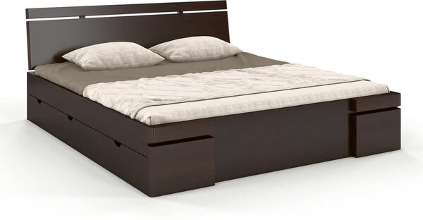 Pat lemn masiv TerraCraft Model 5 cu Sertar Pin Personalizabil - 120x200, Natur