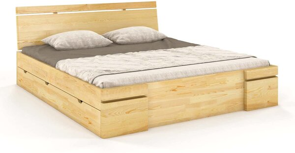 Pat lemn masiv TerraCraft Model 5 cu Sertar Pin Personalizabil - 120x200, Natur