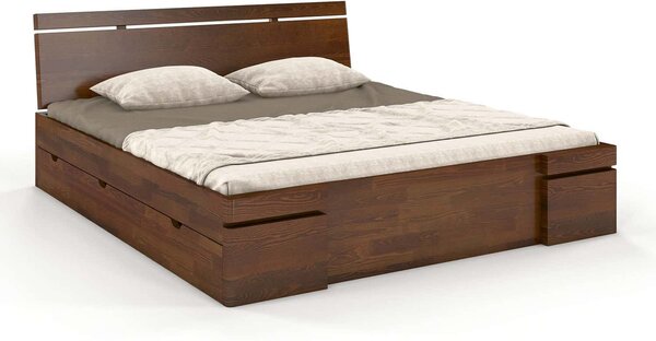 Pat lemn masiv TerraCraft Model 5 cu Sertar Pin Personalizabil - 120x200, Natur