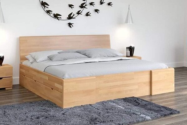 Pat lemn masiv TerraCraft Model 3 cu Sertar Fag Personalizabil