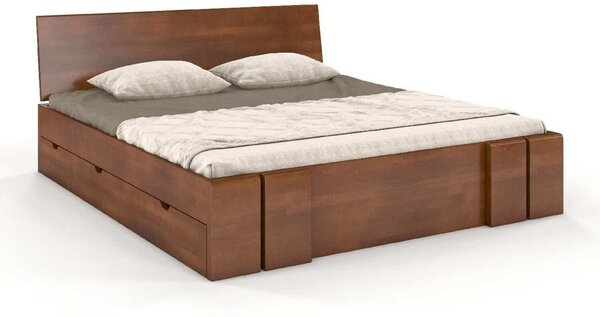 Pat lemn masiv TerraCraft Model 4 cu Sertar Fag Personalizabil - 120x200, Alb Pur