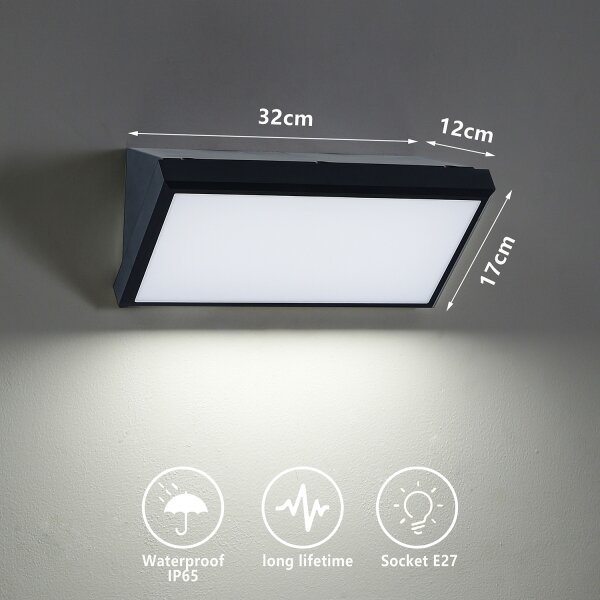 Brilagi - Aplică de perete LED RGBW TRIANGLE pentru exterior 1xE27/9W/230V neagră IP65
