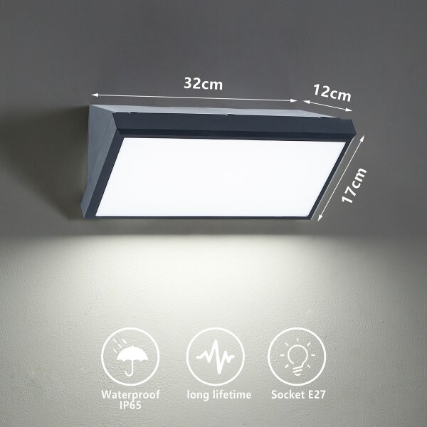 Aplică de exterior Brilagi TRIANGLE 1xE27/60W/230V antracit IP65
