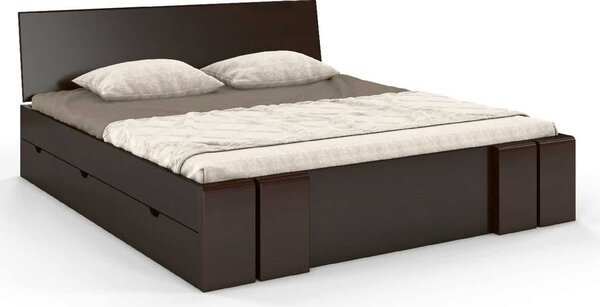 Pat lemn masiv TerraCraft Model 4 cu Sertar Pin Personalizabil - 120x200, Wenge