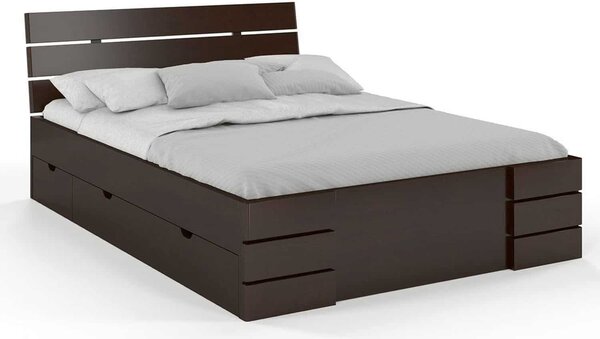 Pat lemn masiv TerraCraft cu sertar Model 1 Pin Personalizabil - 90x200, Alb Pur