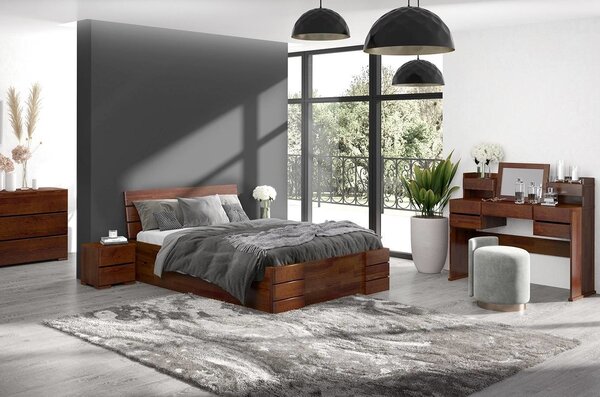 Pat lemn masiv TerraCraft cu sertar Model 1 Pin Personalizabil - 90x200, Alb Pur