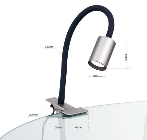 Lampă LED flexibilă de masă cu clemă Orion Str 10-489 KURT LED/5W/230V argintiu