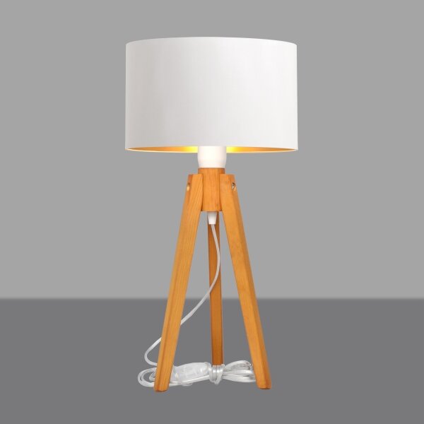 Lampă de masă ALBA 1xE27/15W/230V alb/auriu/stejar