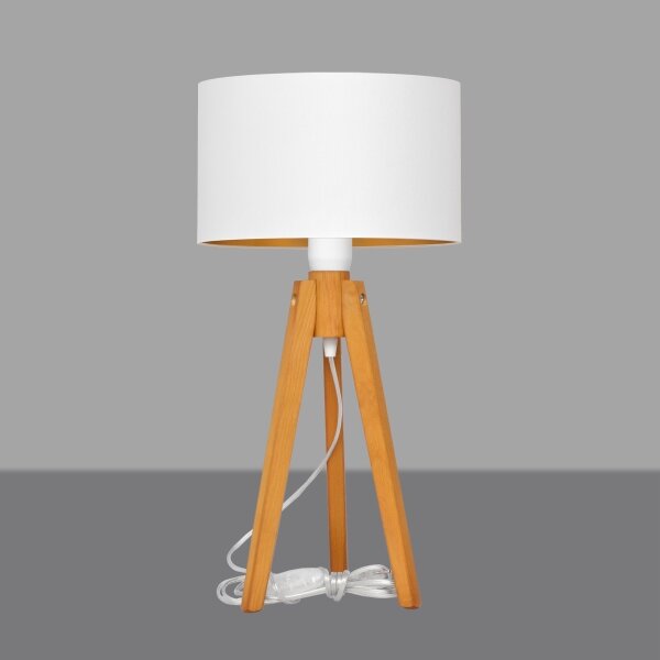 Lampă de masă ALBA 1xE27/15W/230V alb/auriu/stejar