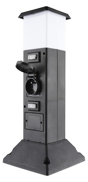 Solight PG05 - Lampă exterior cu 2 prize 1xE14/15W/230V IP44 negru