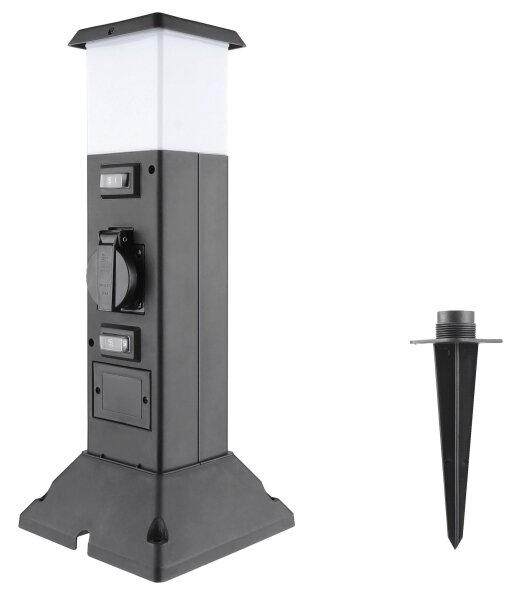 Solight PG05 - Lampă exterior cu 2 prize 1xE14/15W/230V IP44 negru