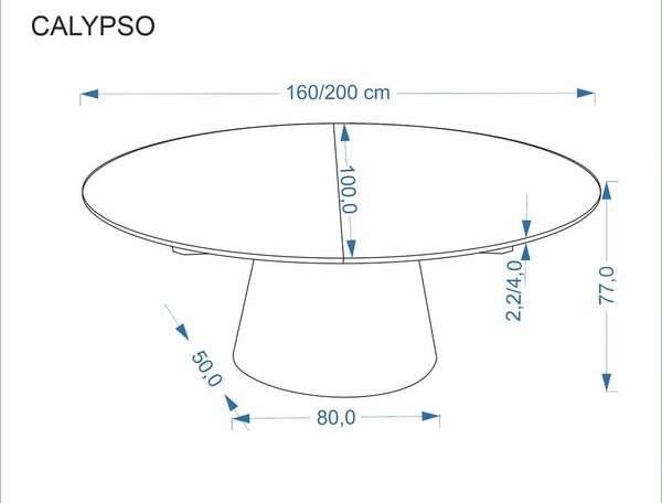 Masa extensibila CALYPSO, stejar natural, 160/200x100x77 cm