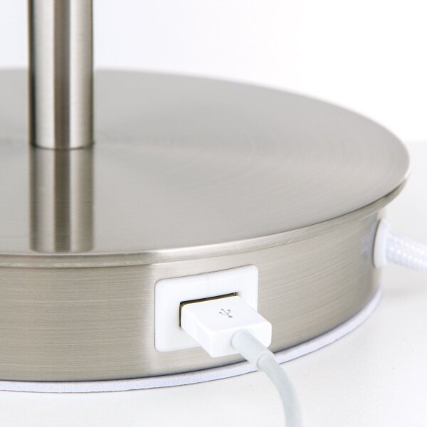 Lampă de masă cu port USB Orion LA 4-1205/1 LUDWIG 1xE27/40W/230V alb/crom