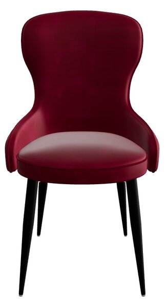 Scaun bucatarie visiniu/negru K366, stofa catifelata/metal, 52x58x92 c