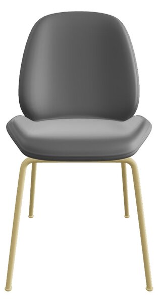Scaun tapitat K381, gri/auriu, stofa catifelata/metal, 48x58x88 cm