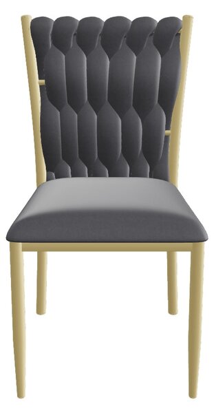 Scaun K436, gri/auriu, stofa catifelata/metal, 48x55x94 cm
