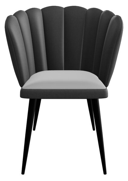 Scaun tapitat K386, gri inchis/negru, stofa catifelata/metal, 60x58x84