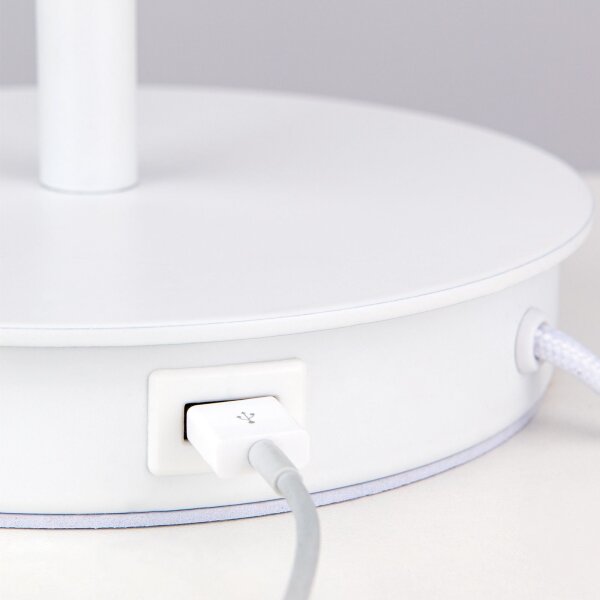 Lampă de masă cu port USB Orion LA 4-1205/1 LUDWIG 1xE27/40W/230V alb