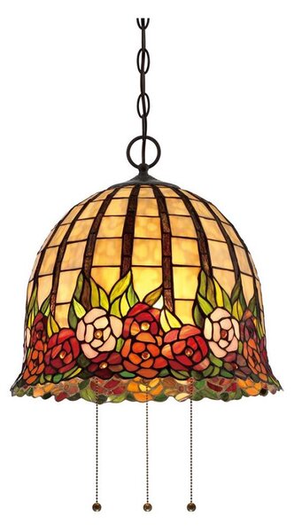Quoizel QZ-ROSECLIFFE-P - Candelabru Tiffany suspendat pe lanț ROSECLIFFE 3xE27/100W/230V