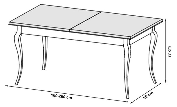 Masă lemn masiv Dining Leona Extensibilă 160/240cm - 160/260x90x77 cm