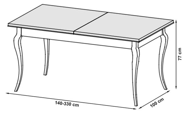 Masă lemn masiv Dining Leona Extensibilă 160/240cm - 160/260x90x77 cm