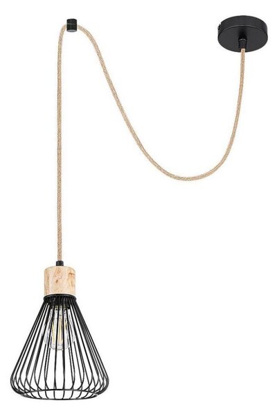 Lustră pe cablu FARFALLE 1xE27/40W/230V neagră/fag Rabalux 3148