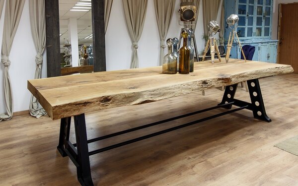 Masă stejar masiv Dining Murphy și Metal - 240x100cm