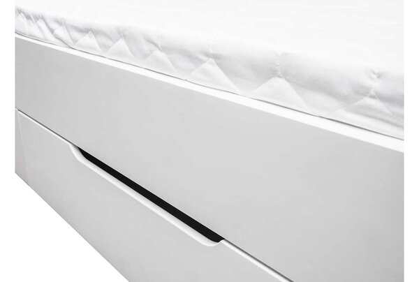 Pat lemn masiv alb Linea cu Sertar - 90x200, Fara