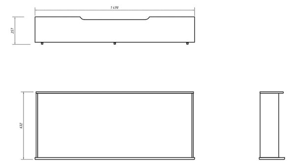 Pat lemn masiv alb Linea cu Sertar - 90x200, Fara