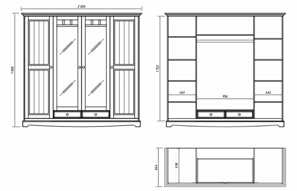 Dulap lemn masiv alb Linea, 203 × 65 × 190 cm - Nu