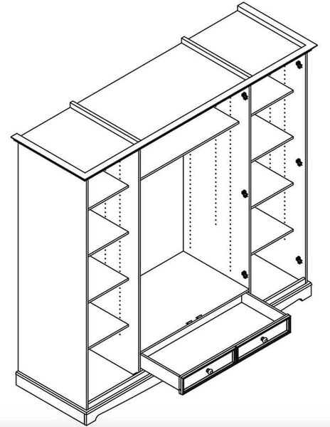 Dulap lemn masiv alb Linea, 203 × 65 × 190 cm - Nu