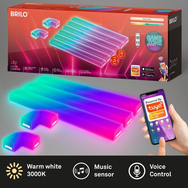 Brilo - Bandă LED RGBIC Smart Wi-Fi 24W 230V Tuya cu telecomandă