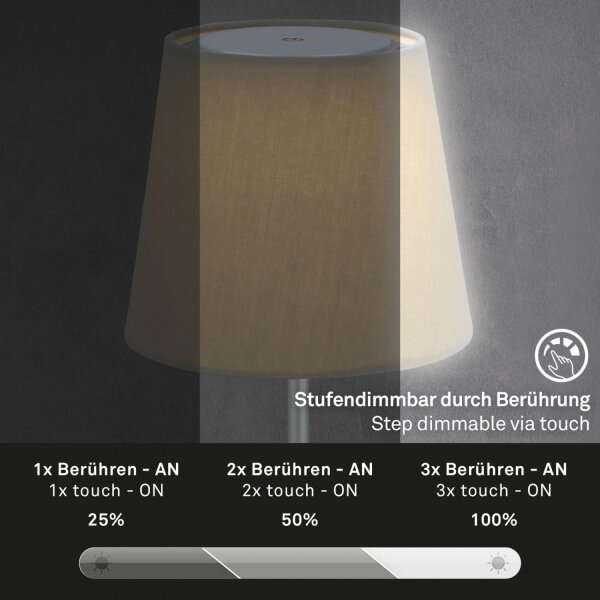 Lampă LED reîncărcabilă dimabilă de masă Brilo LED/3W/5V IP44 argintiu/bej