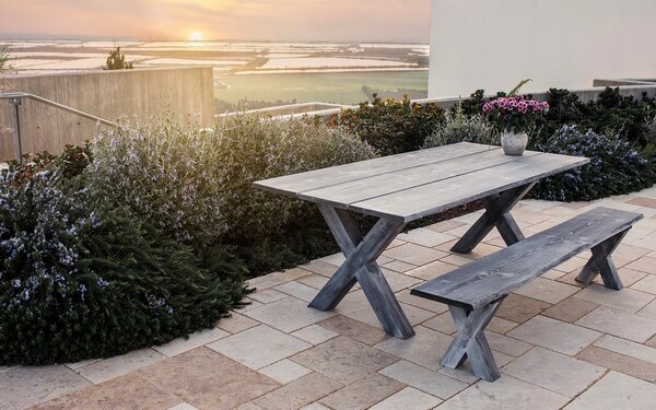Masă lemn masiv Dining Irenne Stejar blat 4 cm - 160x80cm