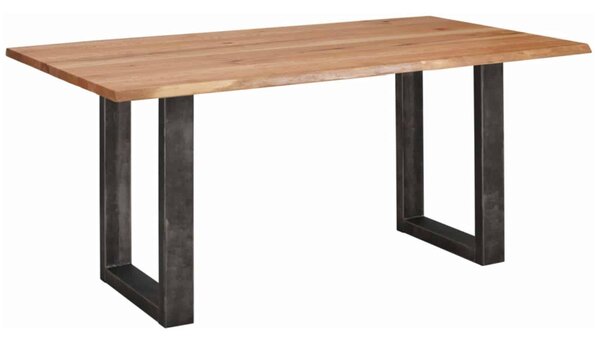 Masă lemn masiv Dining Roland Stejar Picioare Metal - 140x80