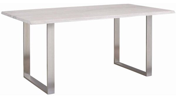 Masă lemn masiv Dining Morris Stejar Picioare Oțel Inoxidabil - 140x80