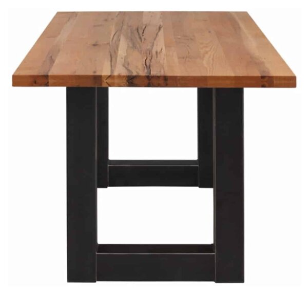 Masă lemn masiv Dining Roland Stejar Picioare Metal - 140x80