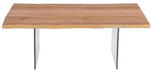 Masă lemn masiv Dining Roger Stejar Picioare Sticlă 200/220/240/, 260 × 100 × 78 cm - 140x80
