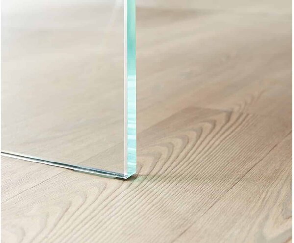 Masă lemn masiv Dining Roger Stejar Picioare Sticlă 200/220/240/, 260 × 100 × 78 cm - 140x80