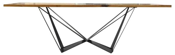 Masă lemn masiv Dining Viktor Stejar Picioare Metal 200/220/, 240 × 100 × 78 cm - 200x100