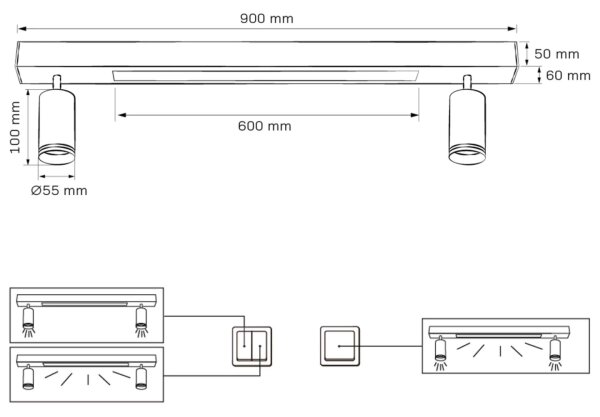 Plafonieră LED PARIS LED/24W/230V + 2xGU10/10W negru