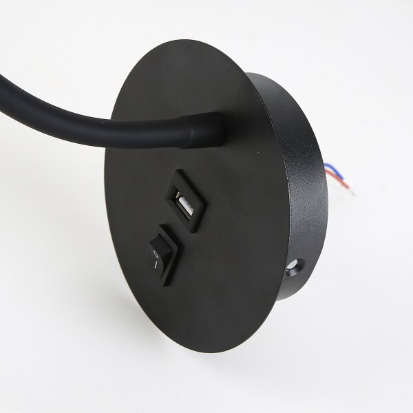 Lampă LED flexibilă de perete cu port USB Brilagi MAYA LED/3W/230V negru