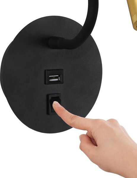 Lampă LED flexibilă de perete cu port USB Brilagi MAYA LED/3W/230V negru/auriu