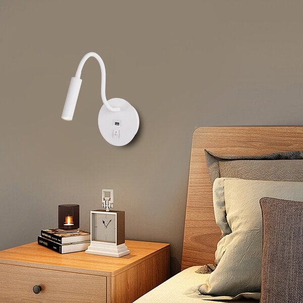 Lampă LED flexibilă de perete cu port USB Brilagi MAYA LED/3W/230V alb