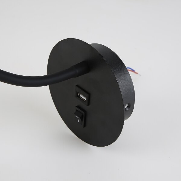 Lampă LED flexibilă de perete cu port USB Brilagi MAYA LED/3W/230V negru/auriu