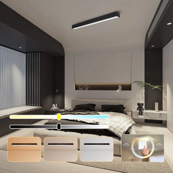 Plafonieră LED dimabilă Immax NEO 07256L LUNGO LED/38W/230V Wi-Fi Tuya negru + telecomandă