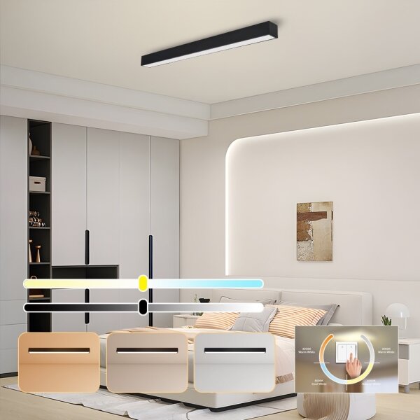 Plafonieră LED dimabilă Immax NEO 07256L LUNGO LED/38W/230V Wi-Fi Tuya negru + telecomandă