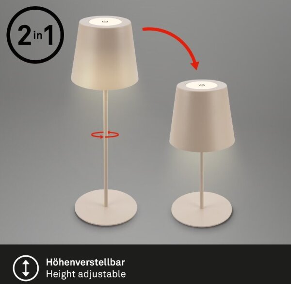 Briloner 7508011 - Lampă de birou LED reîncărcabilă cu dimmer LED/2,5W/5V IP44 bej