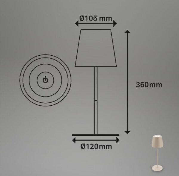 Briloner 7508011 - Lampă de birou LED reîncărcabilă cu dimmer LED/2,5W/5V IP44 bej