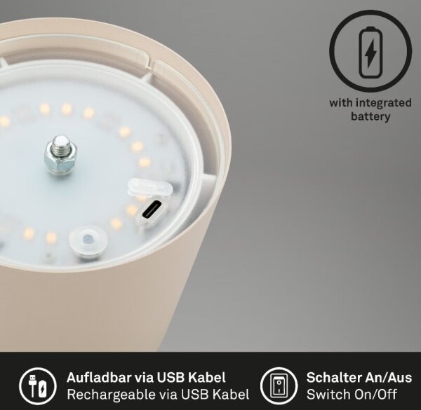 Briloner 7508011 - Lampă de birou LED reîncărcabilă cu dimmer LED/2,5W/5V IP44 bej
